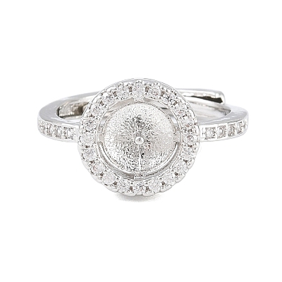 Brass Micro Pave Cubic Zirconia Adjustable Ring Components KK-CBAC351-01P-1