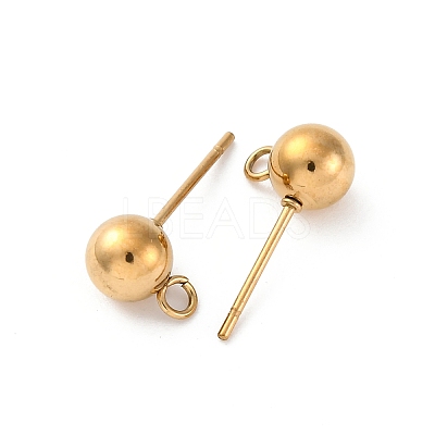 202 Stainless Steel Ball Stud Earring Findings STAS-F141-06G01-6mm-1