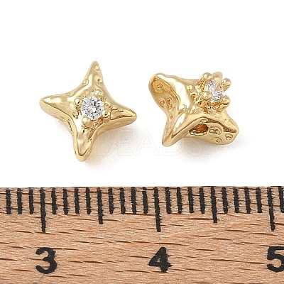 Brass Micro Pave Clear Cubic Zirconia Beads CU-CBAC675-01G-1