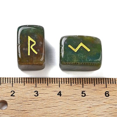 Rectangle Natural Indian Agate Rune Stones G-Z059-01H-1