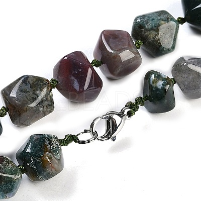 Natural Indian Agate Nuggets Beaded Necklaces for Women Men NJEW-K388-01T-1