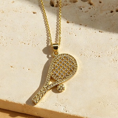 Sports Theme Brass Micro Pave Clear Cubic Zirconia Pendant Necklaces WG3884C-01-1