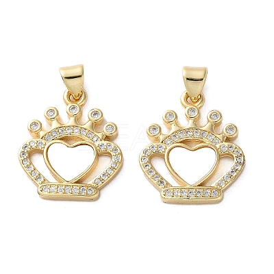 Brass Micro Pave Cubic Zirconia Pendants KK-U070-21G-1