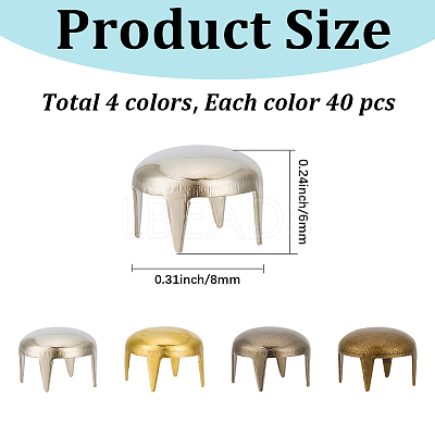 160Pcs 4 Colors Brass Studs Rivets KK-GF0001-23B-1