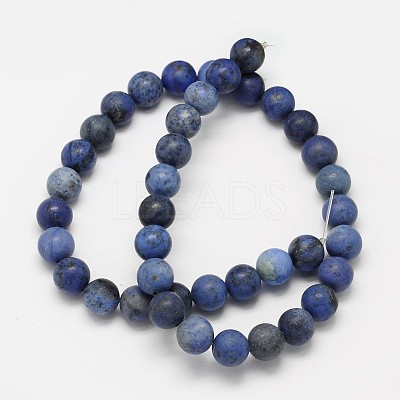 Frosted Round Natural Grade AA Sodalite Beads Strands G-N0166-68-8mm-1