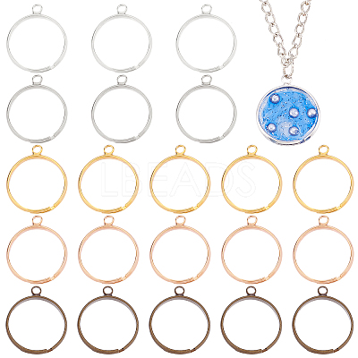 40Pcs 5 Colors Rack Plating Brass Open Back Bazel KK-PH0004-68-1