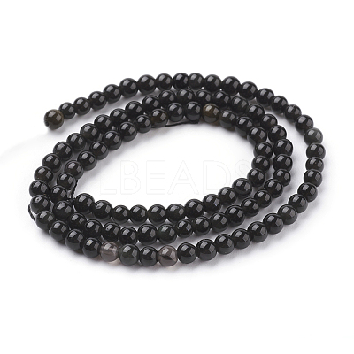 Natural Obsidian Round Beads Strands G-G735-19-4mm-1