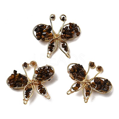 Butterfly Natural Tiger Eye Brooch G-A278-02G-02-1