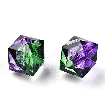 Two Tone Transparent Spray Painted Acrylic Beads ACRP-T005-26E-1