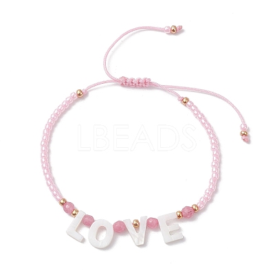 2Pcs Valentine's Day Dyed Natural White Jade Bead & Rose Quartz & TOHO Round Seed Beads Braided Bead Bracelets for Women BJEW-MZ00244-1