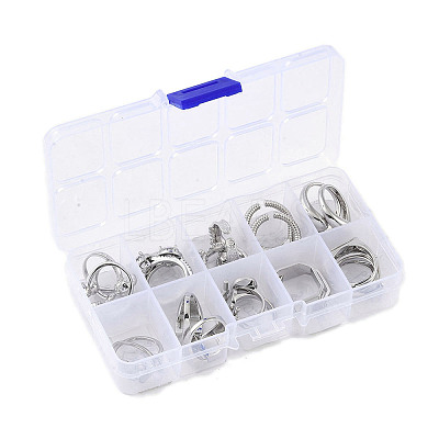 10Pcs 10 Styles Brass Adjustable Rings & Open Cuff Rings Set RJEW-A039-02P-1