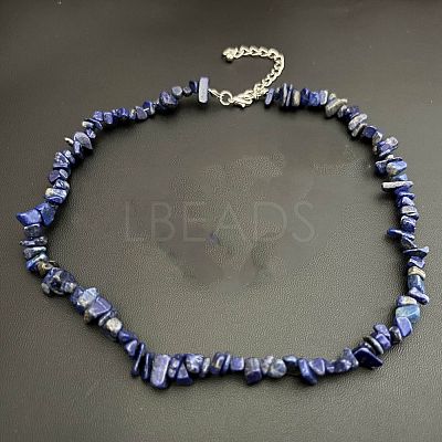Natural Lapis Lazuli Chip Beaded Necklaces for Women IW6789-19-1