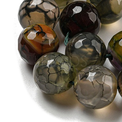 Faceted Natural Dragon Veins Agate Beads Strands G-F447-12mm-L07-1