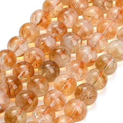 Hearted Natural Citrine Beads Strands GG-T002-A01-10mm-1