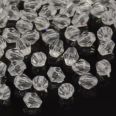 Faceted Bicone Transparent Acrylic Beads DBB6mm01-1