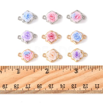 24Pcs 9 Colors Alloy & Resin Rose Flower Connector Charms FIND-FS0004-71-1
