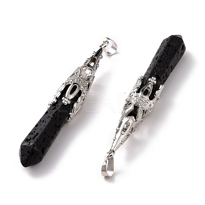 Natural Lava Rock Big Pointed Pendants G-G797-05P-12-1