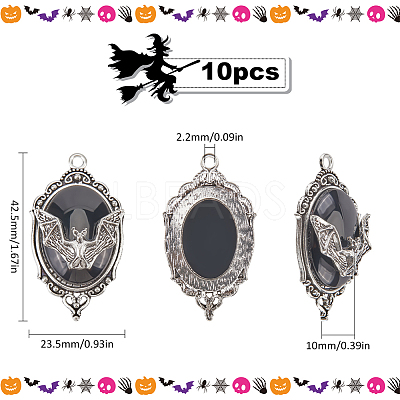 10Pcs Halloween Alloy Oval Pendants FIND-SC0011-18B-1