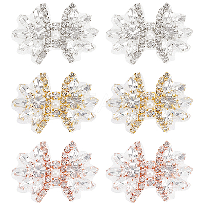 6Pcs 3 Style Glitter Hotfix Rhinestone Iron on Patches(Hot Melt Adhesive On The Back) AJEW-FG0003-69-1