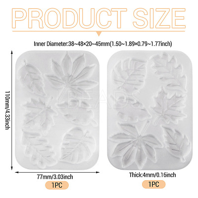 2Pcs Leaf DIY Pendant Silicone Molds DIY-TA0014-07-1
