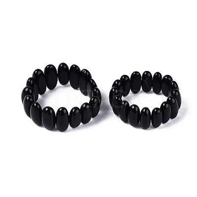 Oval Natural Agate Beaded Stretch Bracelets for Women Men G-Q601-23A-1