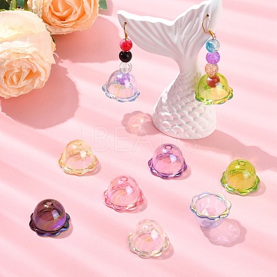 35Pcs 7 Colors UV Plating Acrylic Bead Caps OACR-CJ0002-36-1