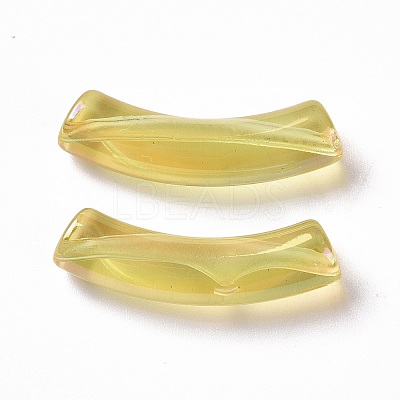 UV Plating Transparent Rainbow Iridescent Acrylic Beads OACR-A016-01C-1