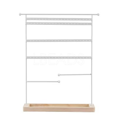 Iron Jewelry Display Stand with Wood Tray AJEW-Z032-01B-1