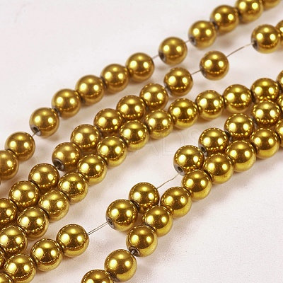 Electroplate Non-magnetic Synthetic Hematite Beads Strands G-J169A-4mm-04-1