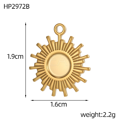 Sun 304 Stainless Steel Pendants Cabochon Settings STAS-OY007-07G-1