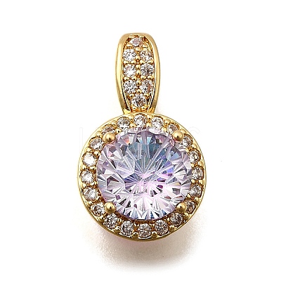 Brass Micro Pave Cubic Zirconia Pendants KK-F913-17G-1