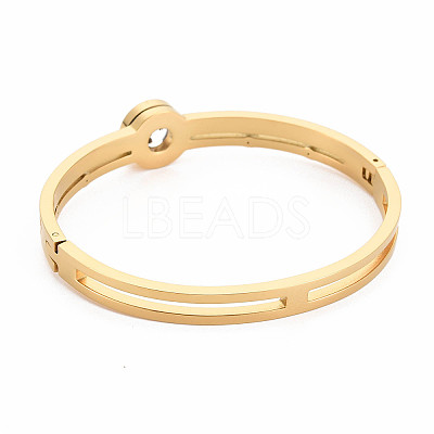 Crystal Rhinestone Flat Round Bangle with Roman Numeral BJEW-N017-007LG-1