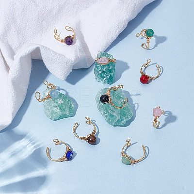 Natural & Synthetic Gemstone and Lampwork Finger Rings RJEW-UN00048-1
