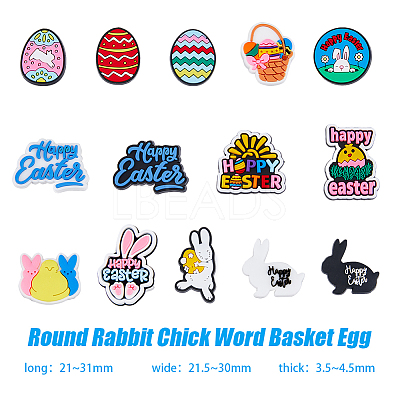 56Pcs 14 Style Easter Theme PVC Plastic Cabochons KY-FH0001-21-1
