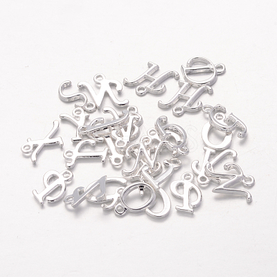 Silver Color Plated Alloy Letter Pendants PALLOY-J718-01S-1