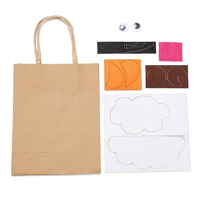 DIY Rectangle with Sheep Pattern Kraft Paper Bag Making Set DIY-F079-01-1