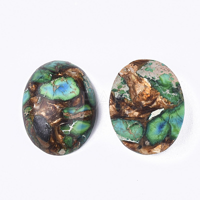 Assembled Synthetic Imperial Jasper and Bronzite Cabochons G-S329-080D-1