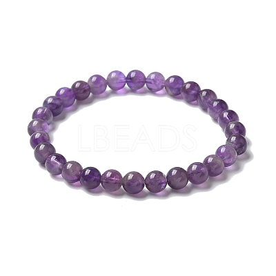 Natural Amethyst Bead Stretch Bracelets BJEW-K212-A-034-1