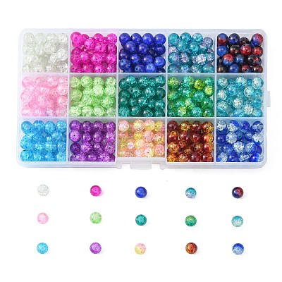 Baking Paint Crackle Glass Beads CCG-X0011-01-8mm-1