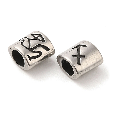 12Pcs Oval with Constellation 304 Stainless Steel Beads STAS-E215-05AS-M-1