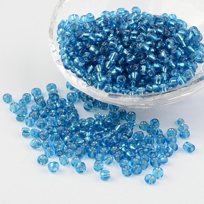 6/0 Round Silver Lined Round Hole Glass Seed Beads X-SEED-A005-4mm-23-1
