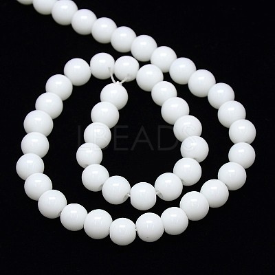Opaque Solid Color Crystal Glass Round Beads Strands EGLA-F037-8mm-E01-1