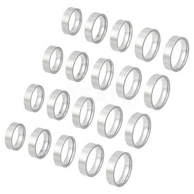 20Pcs 5 Styles 304 Stainless Steel Finger Rings for Men RJEW-UN0003-12-1