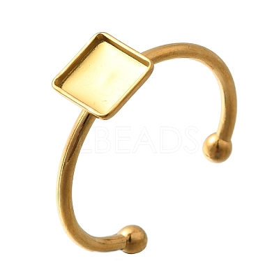 304 Stainless Steel Open Cuff Ring Components STAS-M057-01H-G-1