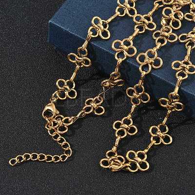 304 Stainless Steel Flower Link Chain Necklaces SA-CBA2696-03G-1