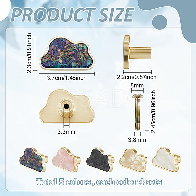 20Pcs 5 Colors Zinc Alloy & Acrylic Drawer Cabinets Handles FIND-DR0002-43-1