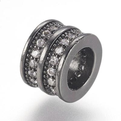 Brass Micro Pave Cubic Zirconia European Beads ZIRC-F062-11B-1
