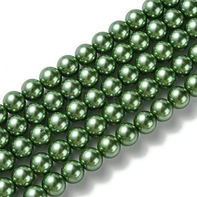 Eco-Friendly Dyed  Glass Pearl Round Bead Strands HY-A002-8mm-RB074-1
