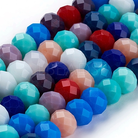 Electroplate Pearl Luster Plated Imitation Jade Glass Faceted Rondelle Beads Strands X-EGLA-F020-02-8mm-1