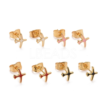 304 Stainless Steel Enamel Stud Earrings EJEW-B009-01G-1